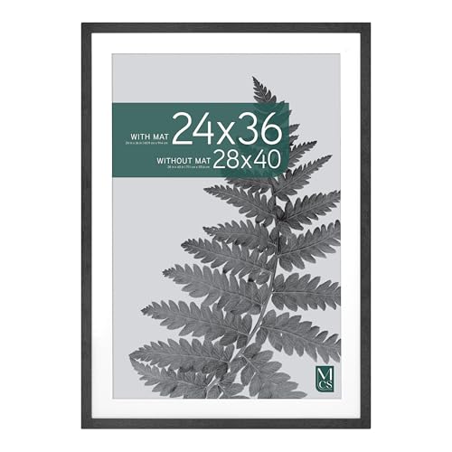 MCS Studio Gallery Poster Frame 28x40 with Mat, Black Woodgrain - 24x36 Display