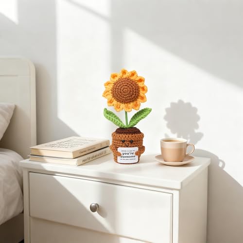 Sunflower Crochet Gift - You're Awesome Inspirational Support for Women, Teacher, Mom, Friend