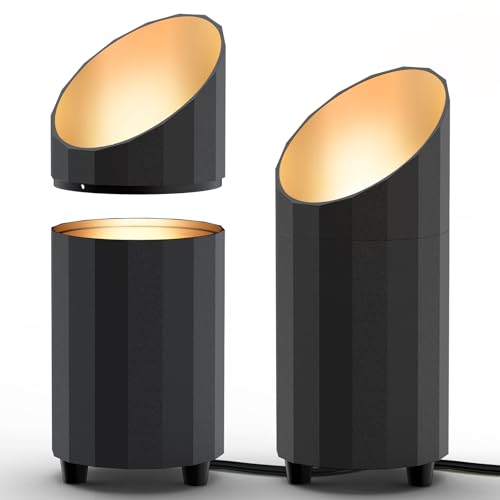 Indoor Uplighting Spotlight Set - 2700K E26, Black, 2 Pack, Detachable Lamp Head