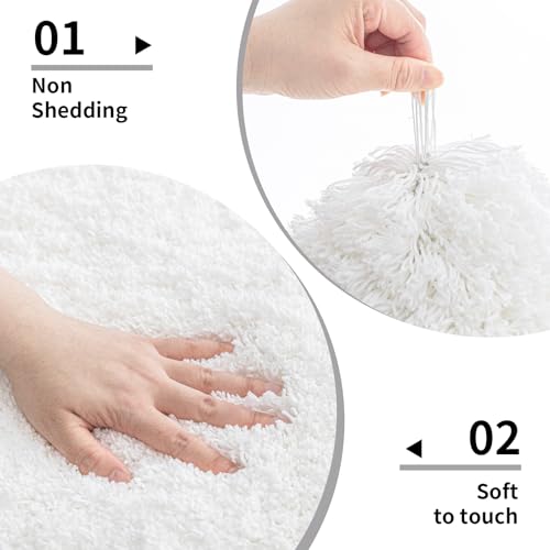 Disolla White Bathroom Rug 24x36 Microfiber Non-Slip Plush Bath Mat - Thick & Absorbent