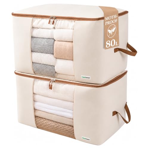 Comforter Storage Bags 2 Pack - Foldable Canvas Organizer for Pillows & Blankets