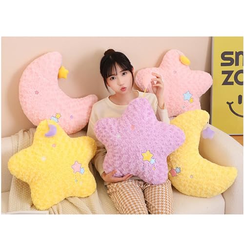 Moon Stuffed Pillow, Moon Plush Toy Hanging a Star, Home Decoration Christmas Birthday Gift for Kids Adults (17.7inch)