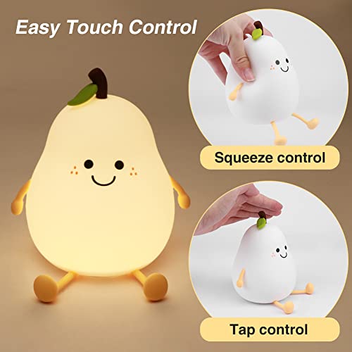 Cute Pear USB Rechargeable Nursery Lamp - Multicolor Night Light for Kids' Bedroom Gift