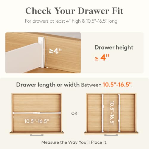 Lifewit 9 Pack 4-Inch Adjustable Drawer Dividers for Closet, Clothes, Kitchen, Nursery