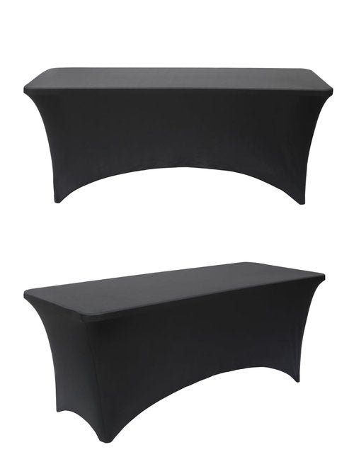ChaiSang 2pack 6FT Black Elastic Tablecloth for Kitchen Dining Recntangle Spandex Tablecloth Perfect for Birthdays Weddings Banquets Hotels and Parties