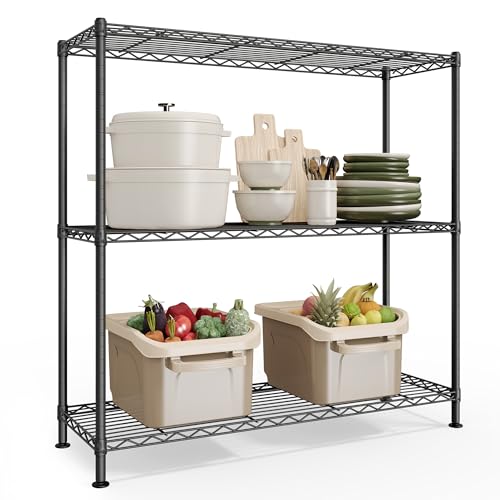Ink Black 3-Tier Bathroom Shelf Storage Rack for Small Spaces - 35.4W