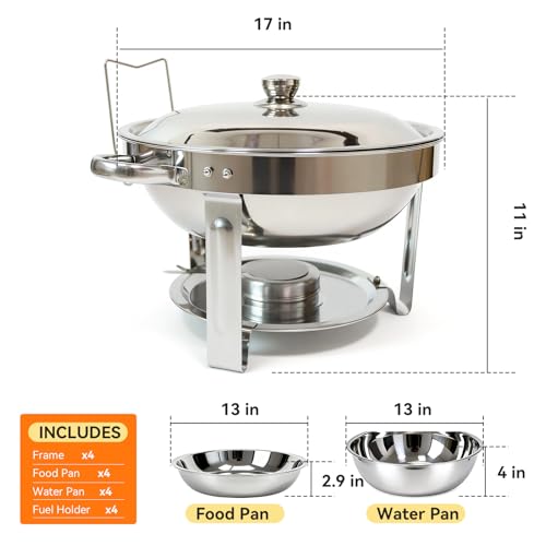 Silver 4-Pack Buffet Chafing Dishes 6QT Stainless Steel Food Warmer Set