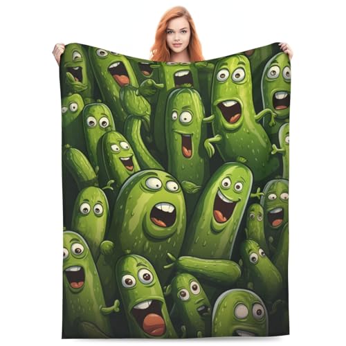 Pickle Blanket Funny Gift for Girl Women Comfy Plush Cartoon Pickles Fleece Throws Food Lightweight Sheet Super Soft Teen Kid Quilt Flannel Blankets for Bedding Sofa 40x50 Inches