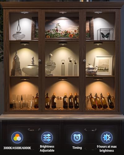 Rechargeable Under Cabinet LED Puck Lights with Remote Control - Warm White / Cool White, 6 Pack