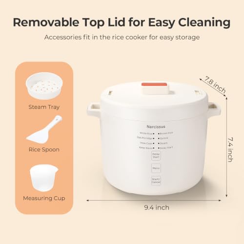 Mini Rice Cooker 3.5-Cup Capacity for White & Brown Rice, Steaming & Slow Cooking