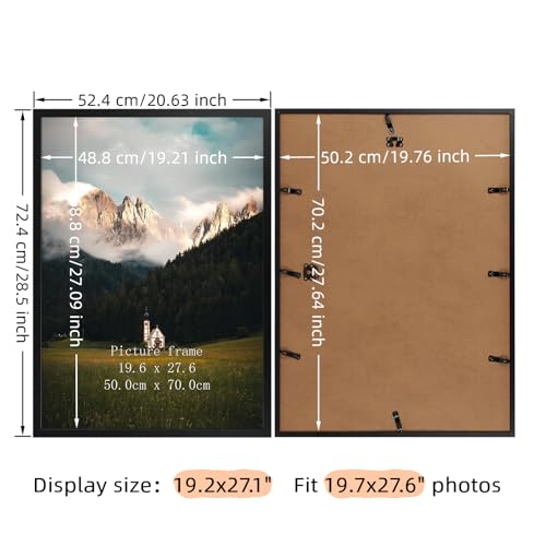 Black 19.7x27.6 Inch Picture Frame for 50x70cm Puzzles Wall Display - Giftgarden