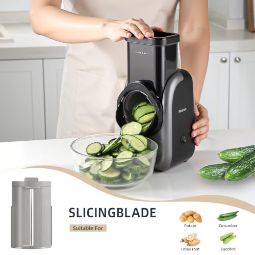 Electric Vegetable Slicer and Cheese Grater - Multifunctional Rotary Cutter with 4 Stainless Steel Blades