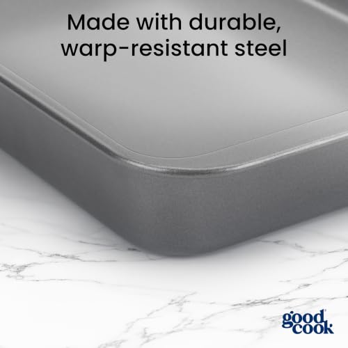 GoodCook 2-Piece Nonstick Steel 13x9 Cake Baking Pans with Lids - Gray