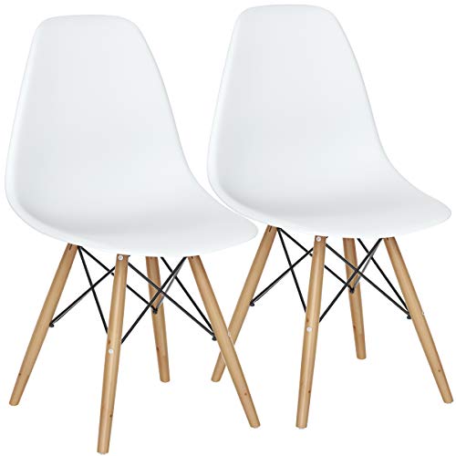 GIANTEX White Dining Chairs Set of 2 - Solid Wood, Ergonomic, Assembled