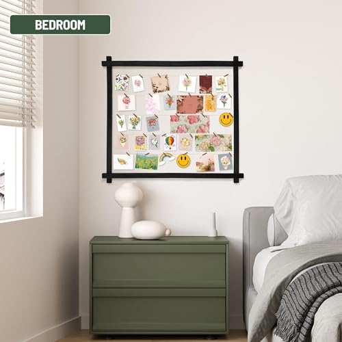 PHOENANCEE Black Collage Photo Display Board with Clips - 2 Pack Graduation Decor