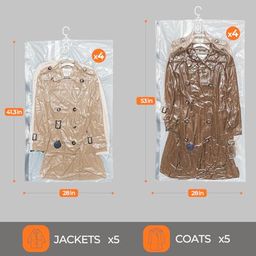 Vacbird Hanging Vacuum Storage Bags for Coats Closet 8 Combo