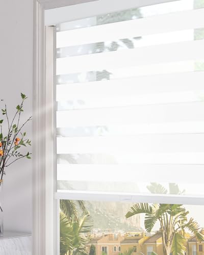 Persilux Blackout Zebra Window Blinds 46 x 64 Inches White Cordless Shades