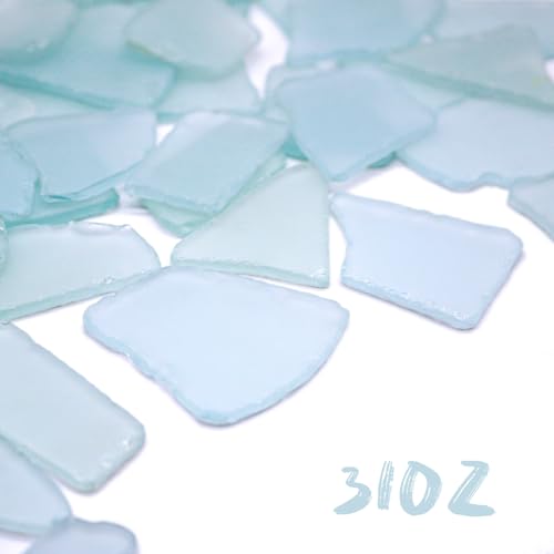Tumbled Sea Glass 31oz - Frosted Crafting Gems for Christmas Tree Decor, Wreath DIY & Vase Filler | Beach Glass Pieces for Holiday Crafts and Home D?cor(Aqua White)