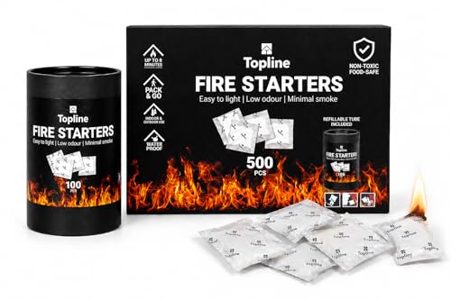 Bulk Fire Starters 500 Pack Waterproof Odorless for Fireplace, Grill & Campfire