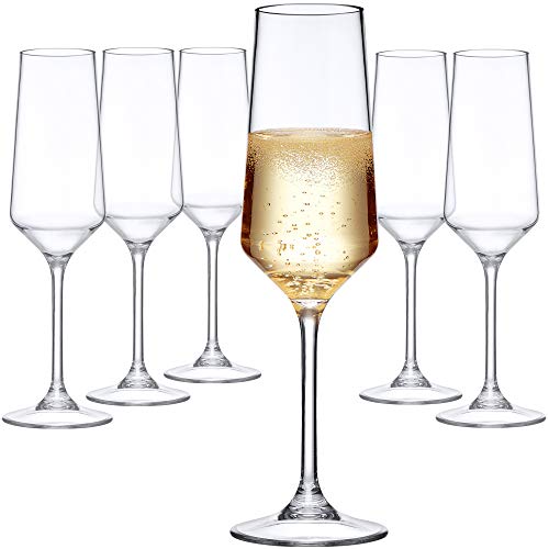 Stella 6-Pack Unbreakable Tritan Champagne Flutes - BPA-Free, Dishwasher Safe for Pool & Outdoor Parties