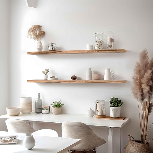 GXYAWPJ 48 Inch Rustic Light Wood Floating Wall Shelves Set of 4