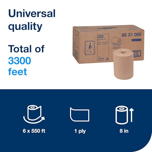 Natural Paper Towels Roll 6x550ft, Eco-Friendly, Fits H86 Dispensers
