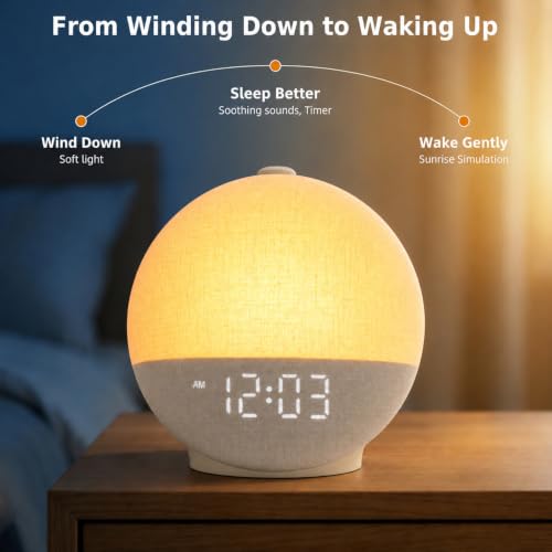 Sunrise Alarm Clock with Sleep Sounds & Night Light – Wake Up Calm & Rest Well