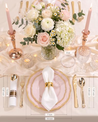 Pink and Gold Disposable Plates Set for Wedding & Party - 50 Guests - Variation of THIS listing