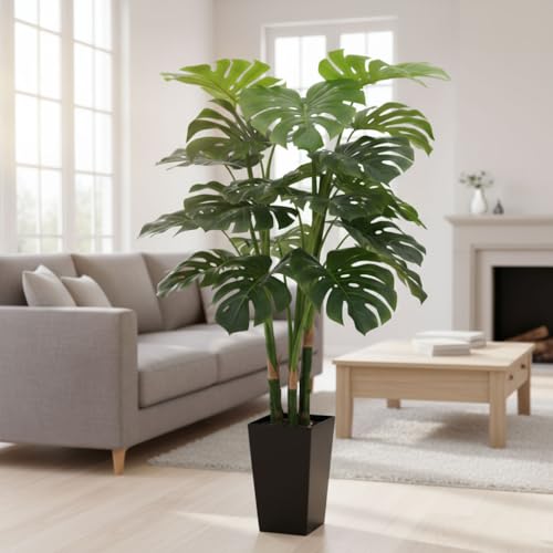 Aveyas 4ft Tall Artificial Monstera Deliciosa Tree - Fake Indoor/Outdoor Plant with Pot (Variation 4)