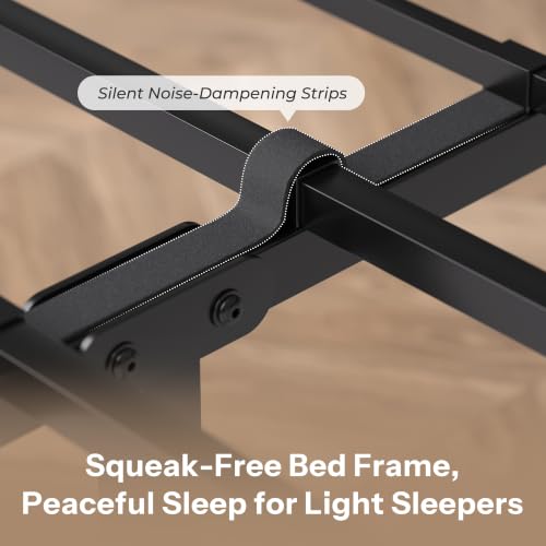Queen Bed Frame with Headboard and Footboard - All-Metal Support, Rustic Grey - Variation of THIS listing