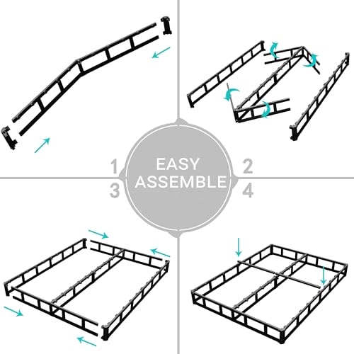 4 Inch King Size Heavy Duty Box Spring Mattress Foundation - Sturdy Metal Support