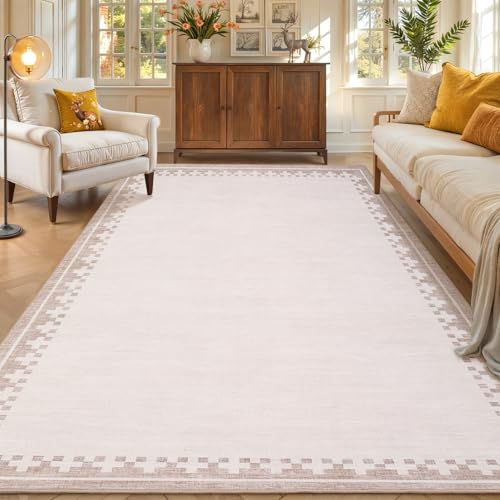 GarveeHome 8x10 Light Beige Cross Border Living Room Rug Non Slip Durable Carpet