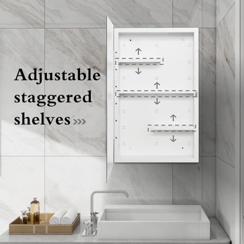 White 16x26 Medicine Cabinet with Beveled Mirror & Adjustable Shelves - Variation of THIS listing