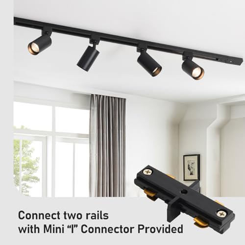 Black 3-Color Dimmable LED Track Lighting Kit with 6 Heads & Rails