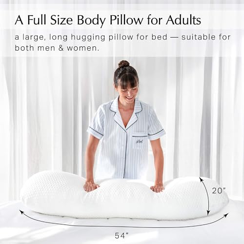 Body Pillow for Adults 20x54 Inch Supportive Memory Foam & Microfiber Cover - Long Side Sleeper Pillow