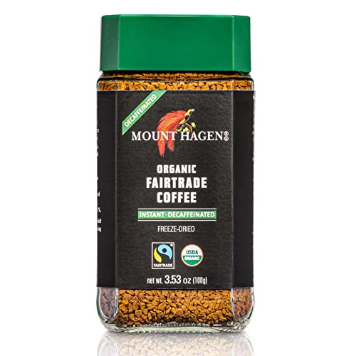 Mount Hagen Organic Decaf Coffee 3.53oz Jar Pack of 3 - Arabica, Freeze-Dried, Fair Trade