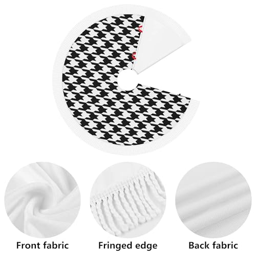 GHYGTY Xmas Tree Skirt 30" Black & White Houndstooth with Tassel Edge, Fits 30" Tree - Style 1