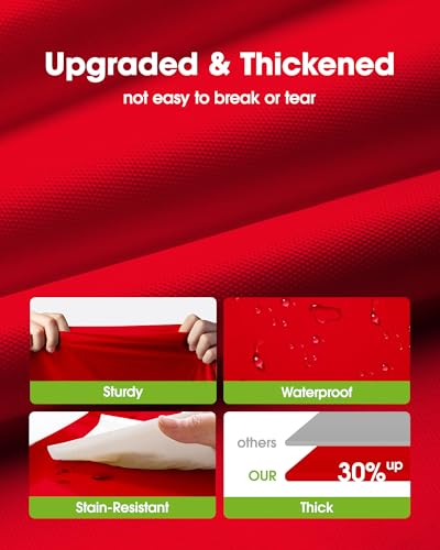 Pureegg Red 84" Round Disposable Tablecloth, 12 Pack - Leakproof Plastic Cover