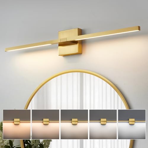 CCYCOL 30-inch Gold Rotatable LED Bathroom Vanity Light Fixture Over Mirror Dimmable 5CCT