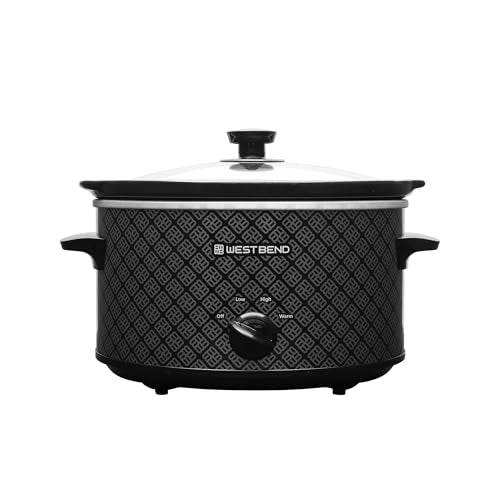 West Bend 4-Quart Manual Slow Cooker Black - Ceramic Crockpot & Glass Lid