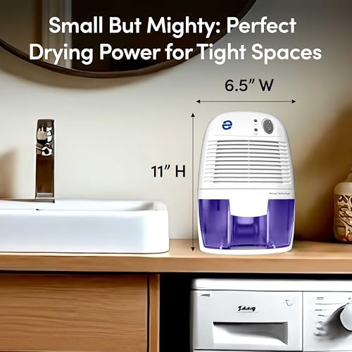 Petite 16 oz Dehumidifier for Small Spaces - Quiet Auto Shut Off & Restart