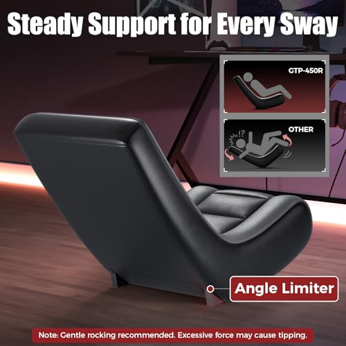 GTPLAYER Black & Gray Floor Rocker Gaming Chair – Adjustable Angle, Lightweight Ergonomic Seat