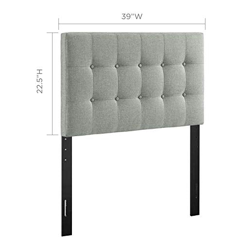 Gray Twin Upholstered Headboard with Tufted Button Linen Fabric - Adjustable Height