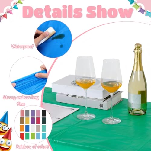 40 Pack Colorful Disposable Plastic Tablecloths 54x108 Inch for Parties & Events