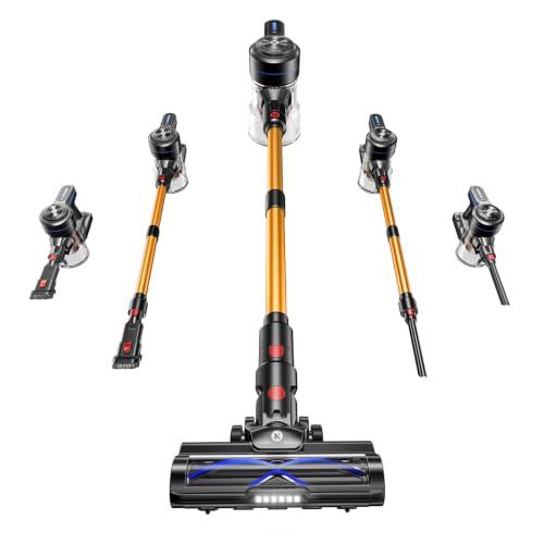 NADALY Blue Cordless Vacuum Cleaner, 580W 50KPa Stick Vacuum, 65-Minute Runtime, Anti-Tangle Brush, 1.8L Dust Cup for Home & Pet Hair