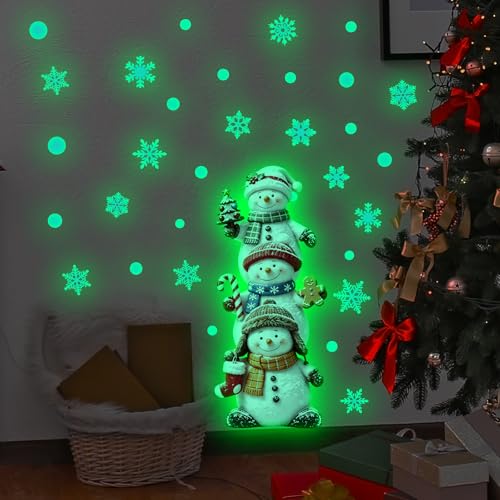 Vanco-Up Snow Glow in The Dark Snowman Wall Stickers - Peel & Stick (Snow) 30×40cm