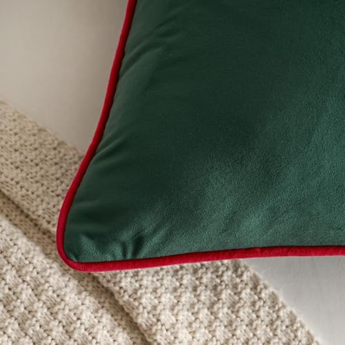 LIGICKY 2-Pack Dark Green Velvet Lumbar Pillow Covers 12x20 Inches Modern Minimalist Decor