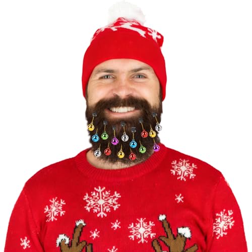 CCINEE 24 pcs Colorful Christmas Beard Ornaments with Clips - Men & Women