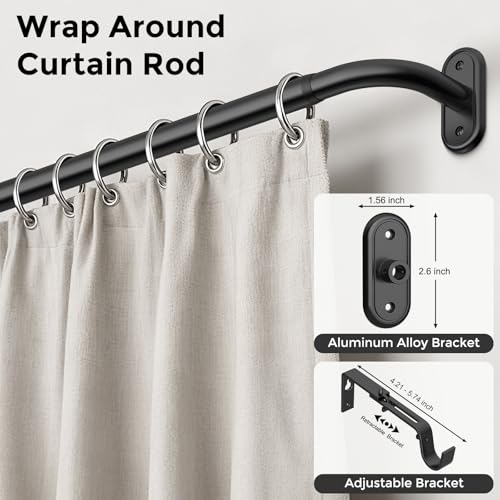 Wolistsa Black Heavy Duty Extendable Curtain Rod 36-120 Inches for Windows, 1 Pack