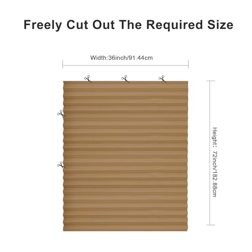 MYshade 6 Pack Brown Temporary Window Shades 36"W x 72"H - No Tools Easy Install